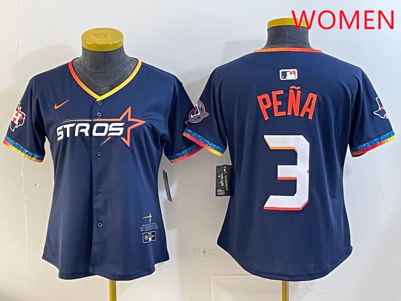 Women Houston Astros 3 Pena Drak Blue Fourth generation Joint Name 2025 Nike MLB Jersey style 1